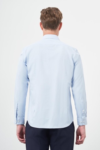 İmza Koyu Mavi Uzun Kol Düz Bez Ayağı Sert Yaka Cepsiz Pamuklu Classic Slim Fit Gömlek 1004245267 Koyu Mavi