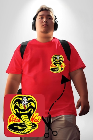 Angemiel Cobra Kai Karete Çocuk Yılan Logo Dizi Kırmızı Büyük Beden Kadın Basic Minimal Baskılı Tişört Kırmızı