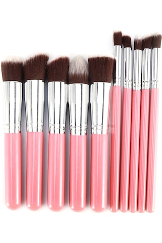 Moveevo Büyük Ve 5 Küçük Elyaf Saç Fırçası Ile 10 Adet Makyaj Fırçası Seti Kozmetik Güzellik Araç Seti