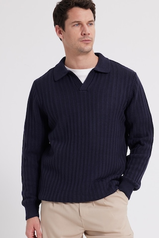 Tudors Erkek Standart Fit Normal Kesim Polo Yaka Lacivert Kazak-46285