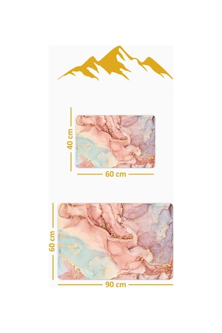 Yıkanabilir Kaymaz Tabanlı Modern Desenli 2'li Banyo Paspas Takımı Bps0034 Renkli