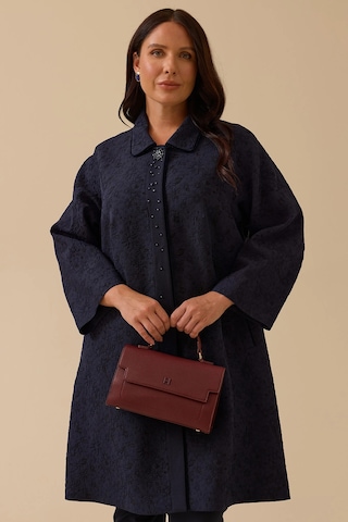 Galaxi Kadın Büyük Beden Desenli Jakar Kap 4003 Lacivert Lacivert