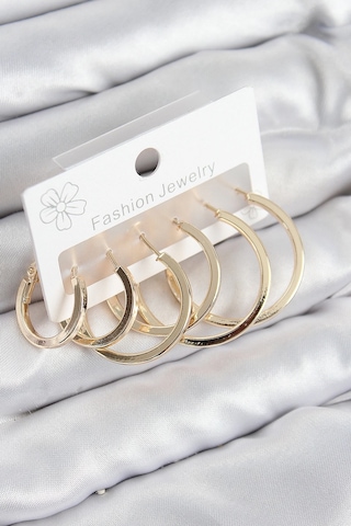 Mey İthalat Pirinç Halka Model Gold Renk Kadın Set Küpe Çok Renkli 88012705