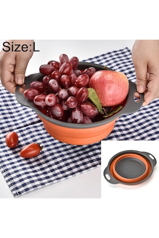 Cbtx Yaratıcı Katlanır Sebze Meyve Depolama Sepeti Organizatör Drenaj Sepeti, L, Boyut: 29.5 23.5 10cm Turuncu