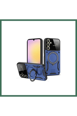 En-cag Samsung Galaxy S25 Uyumlu Kılıf Joy Lens Standlı Kapak - Lacivert Bss