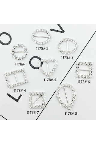 Dıy Craft Kart Davetiyesi İçin 10 Adet Kalp Yuvarlak Kare Şekli Şerit Toka Kaydırıcılar Gümüş , Seçenekler: 7