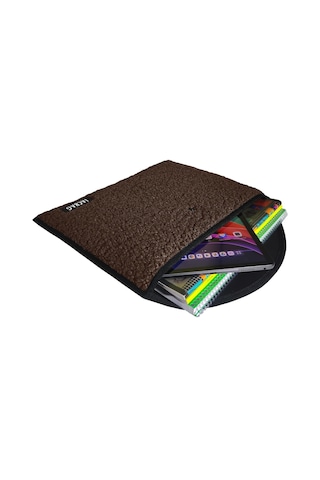 Jacbag Teddy Peluş Kahverengi Çıtçıtlı Dosya Çanta Kitap Defter Tablet Notebook