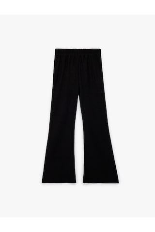 Koton Bürümcük Kumaş Beli Lastikli İspanyol Paça Pantolon Siyah 6skg40015ak Siyah