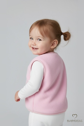 Babyden's Welsoft Kız Bebek Çocuk Çıtçıtlı Yelek Yumuşak Dokulu,ayıcık Armalı,peluş Bebek Yeleği Pembe