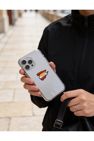 İspanya Bayraklı Haritası Telefon Sticker 3d Metal Tasarım, Arka Süs A300145