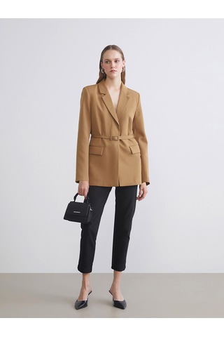Lcwaıkıkı Classic Sarı Beli Kemerli Kadın Blazer Ceket