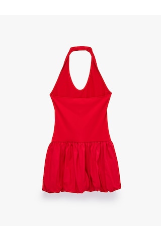 Koton Rahat Kalıp Halter Yaka Kolsuz Mini Balon Elbise Kırmızı 6sal80248ık