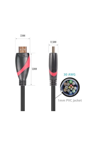 Vcom Cg525-R-1.8 Siyah 1.8Mt 1.4V Hdmi-M-Hdmi- M Kablo
