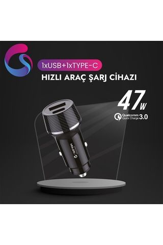 Lexroo Ultra Hızlı 47w Araç Şarj Başlığı - Tüm Cihazlar İle Uyumlu