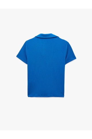 Koton Slim Fit Ribanalı Kısa Kollu Polo Yaka Tişört Mavi 6sak50517ek
