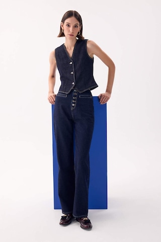 Defacto 90's Wide Leg Yüksek Bel Uzun Jean Pantolon D5830AX24WNNM34 Mavi