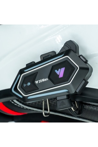 Gp Katjmer Y20 Max Bluetooth 5.3 300m Çift Yönlü Rgb Işıklı Motosiklet Kask Kulaklığı Intercom