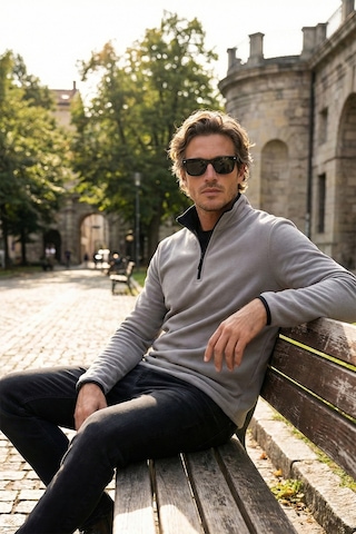 Buratti Slim Fit Yarım Fermuarlı Dik Yaka Erkek Polar 5906003 Gri
