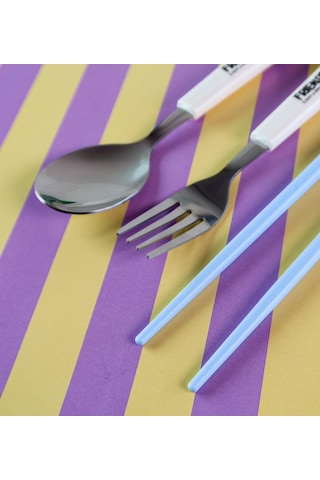Hayvan Figürlü Çocuk Çatal Kaşık Ve Chopstick Seti 3'lü Takım Beyaz