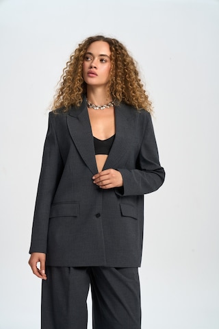 Mai Studios Co. Jessical Çizgili Antrasit Blazer Antrasit