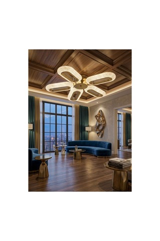 Lumia Lighting Eclipse Tekli Gold Ledli Kristal Taşlı Led Avize 3 Renk Modu Oturma Odası Yatak Odası Led Avize Altın