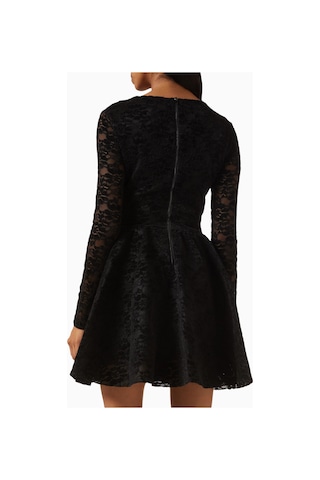 Maje Velvet Lace Royaldentel Kısa Pleated Dress,, Tanımlı Bel Ve Şeffaf Kollu Siyah