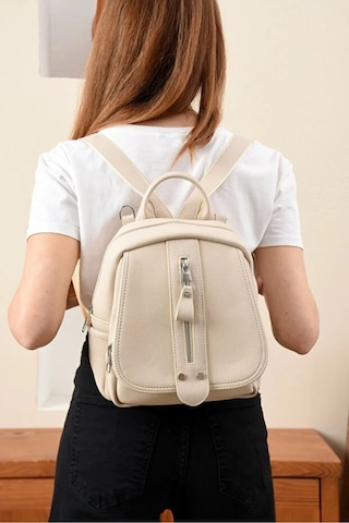 Just Polo Kadın Günlük Kullanıma Uygun Ayarlanabilir Askılı Lüks Sırt Çantası Shopper Krem