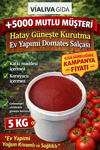 Hatay Güneşte Kurutma Ev Yapımı Domates Salçası 5 KG