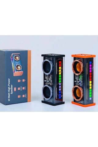 Şeffaf Mecha Müzik Tws Stereo Rgb İşıklı Hoparlör Kablosuz Bluetooth 5.0 Taşınabilir Hoparlör V9