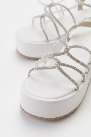Luvishoes Titan Beyaz Taşlı Kadın Sandalet Beyaz