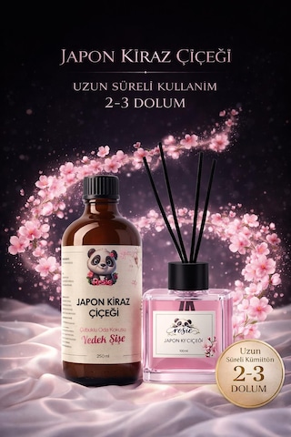 Japon Kiraz Çiçeği Çubuklu Oda Kokusu 250 Ml Refil Ve 100 Ml Difüzör Şişe Fresh