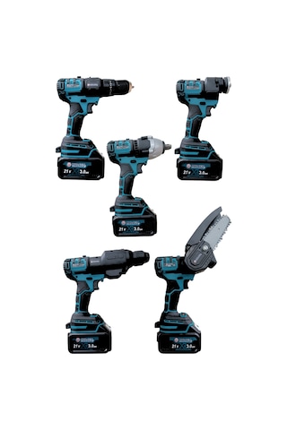 Mur-Cell MUR-9019 Değişen Kafa Budama Testeresi + Taşlama + Darbeli Vidalama + Kırıcı Hilti  5'li Set