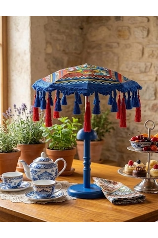 Missidea Sultania Ledli Dekoratif Bali Şemsiyesi Mavi