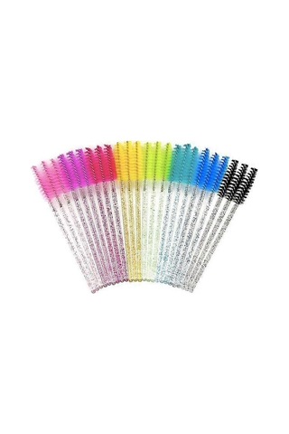 10'lu Paket Kirpik Fırçası, Kirpik Fırçası, Maskara Fırçası Turkuaz