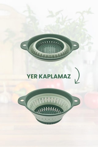 Katlanabilir Yuvarlak Süzgeç 1,8 Litre Yeşil