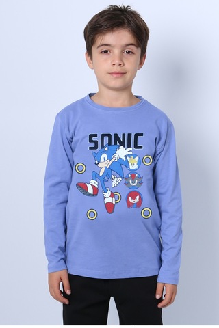 Erkek Çocuk Uzun Kollu Tshirt Baskılı Bisklet Yaka C45 Mavi