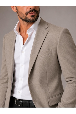 Classics Men Erkek İtalyan Kesim Yarım Astar Blazer Ceket Klasik Ve Modern Şıklık - 7731 Sütlü Kahve