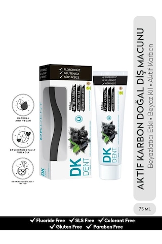 Dermokil Dk Dent Doğal Diş Macunu 75 Ml + Fırça Karbon X 2 Adet