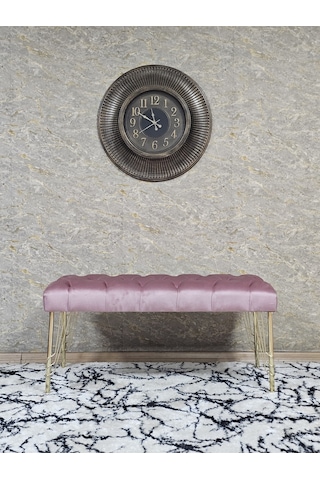 Zafir Gold Tel Ayaklı 90 Cm Puf Bench - Puf - Bench - Kasalı Oturak - Oturak - Yatak Ucu Puf Pembe