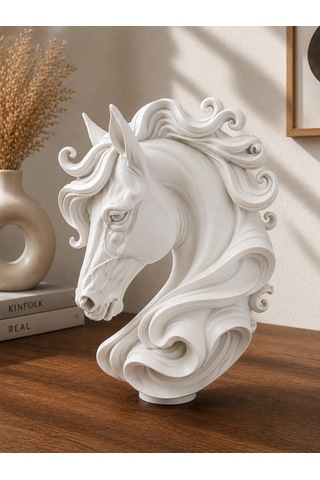 3d Horse Dekoratif Büst 25 Cm Beyaz