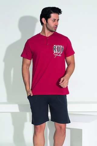 Remsa Erkek Şort Tshirt Pijama Takımı 25256 Kırmızı Kırmızı