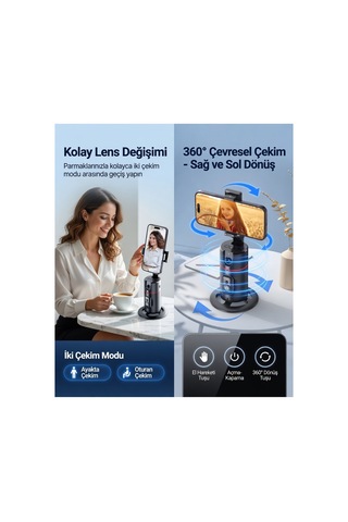Akıllı Telefon Tutucu 360 Otomatik Yüz Takipli Bluetooth Kumandalı Selfie Çekim Aparatı