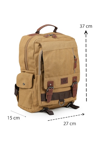 Orta Boy 37 Cm Kanvas Branda Su Geçirmez Kumaş Okul Seyahat Sırt Çantası U577 Hardal Sarısı