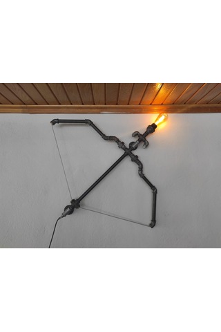 Ok Ve Yay Endüstriyel Lamba, Vintage El Yapımı Diriliş Ok Yay Duvar Apliği Dekoratif Lamba Siyah