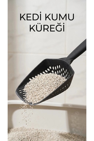 Kedi Kıyafeti Kedi Kumu Eleme Küreği, Metal Gövde Ve İnce Diş Yapısıyla Hijyenik Temizlik Amaçlı