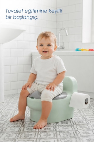 Babyjem Bebeğimin İlk Tuvaleti Sifon Sesli Lazımlık Oturak Soft Yeşil Çok Renkli