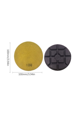 Samdoo 100 Mm 100 Zımpara Dereceli Elmas Reçine Pasta, Beton, Mermer, Granit Zeminler İçin Taş Zımparalama Ve Parlatma Padı - 1 Adet