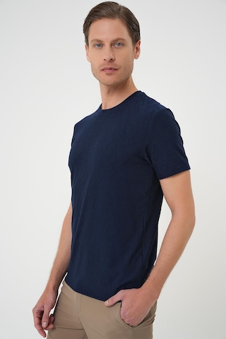 Efor Comfort Fit Bisiklet Yaka Kabartma Desenli Casual Lacivert Tişört Ts 899 Lacivert