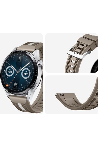 Huawei Watch Gt3 Pro Gt3 Gt2 46mm Sportstripe Örgü Desen Metal Tokalı Silikon Akıllı Saat Kordonu