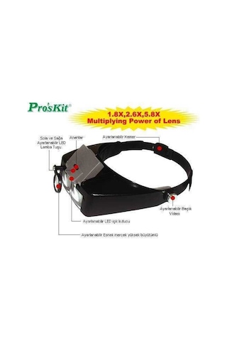 Proskit Ma-016 Kafa Tipi Işıklı Büyütec